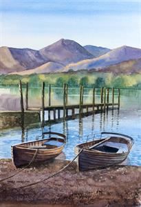 Buy Lakeside Boats 13.5 x 19.5 inches Watercolour on watercolour paper Online