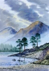 Buy Misty Lakeside 13 x 18 inches Watercolour on watercolour paper Online