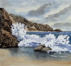 Buy Crashing Waves  9.5  x 10.5  inches watercolour Online