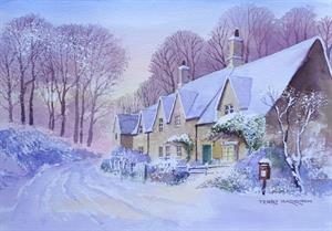 Buy Christmas Cottage 12.5 x 18.5 inches Watercolour on Paper Online