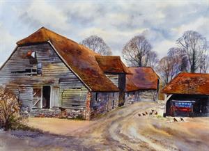 Buy Ancient Sussex Barn 17 x 23 inches Watercolour on Watercolour Paper Online