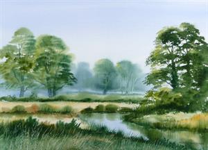 Buy Misty Morning 13.5 x 19 inches Watercolour on Watercolour Paper Online