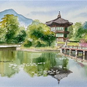 Buy Springtime in S Korea 11 x 15 inches Watercolour on Paper Online