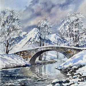 Buy Cool Reflections 13 x 18.5 inches watercolour on paper Online