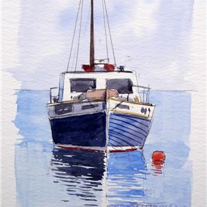 Buy Bobbing Boat 4 x 6.5 inches Watercolour on Paper Online