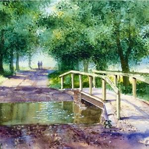Buy The Donkey Bridge 11.5 x 19 inches Watercolour on Watercolour paper Online