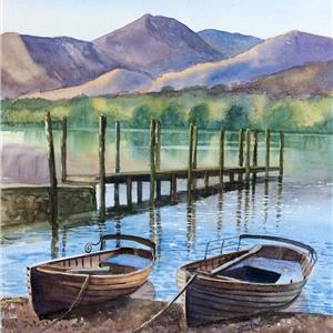 Buy Lakeside Boats 13.5 x 19.5 inches Watercolour on watercolour paper Online