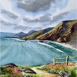 Buy Coastal Footpath 13 x 16.5 inches Watercolour on paper Online