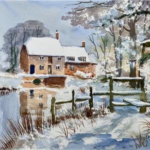 Buy Log Fire Awaits 12 x 18.5 inches Watercolour on Paper Online