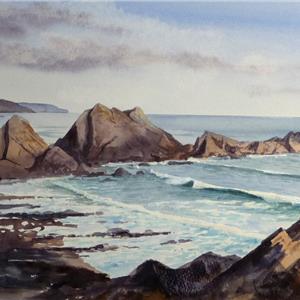 Buy Rocky Headland - Watercolour 13 x 28.5 inches Online