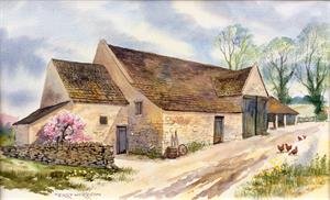 Buy Spring Time on the Farm 11.5 x 19 inches Watercolour on Watercolour paper Online