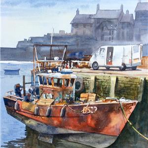 Buy Quayside Repair 14 x 19.5 inches Watercolour on watercolour paper Online