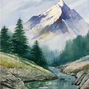 Buy Snow Capped Mountain 11.5 x 18.5 inches watercolour on watercolour paper Online