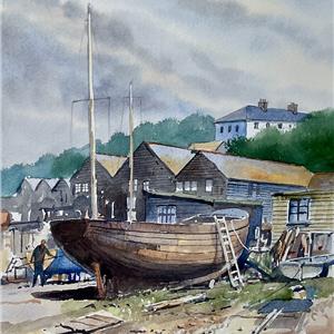 Buy Day at the Yard 11.5 x 17 inches Watercolour on paper Online