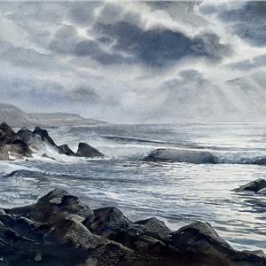 Buy Moonlit Bay 13 x 20 inches Watercolour on paper Online