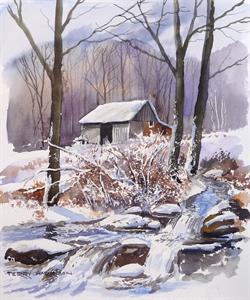 Buy The Shack by the Stream 11.5 x 14 inches Watercolour on Watercolour paper Online