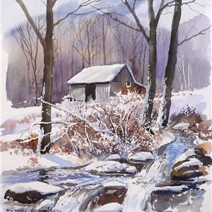 Buy The Shack by the Stream 11.5 x 14 inches Watercolour on Watercolour paper Online