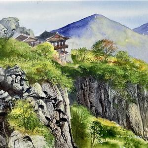 Buy Morning Light (S Korea) 11 x 15 inches Watercolour on Paper Online