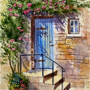 Buy Cotswold Door 10.5 x 15 inches watercolour on paper Online