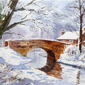 Buy Morning Snowfall 12 X 16 inches Watercolour on Watercolour Paper Online