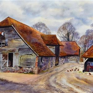 Buy Ancient Sussex Barn 17 x 23 inches Watercolour on Watercolour Paper Online