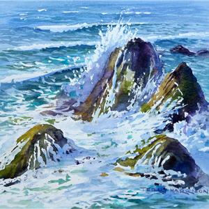 Buy Breaking Waves 9.5 x 10.5 inches Watercolour on Watercolour paper Online